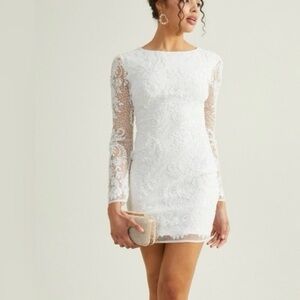 Altar'd State White Long Sleeve Lace Dress
